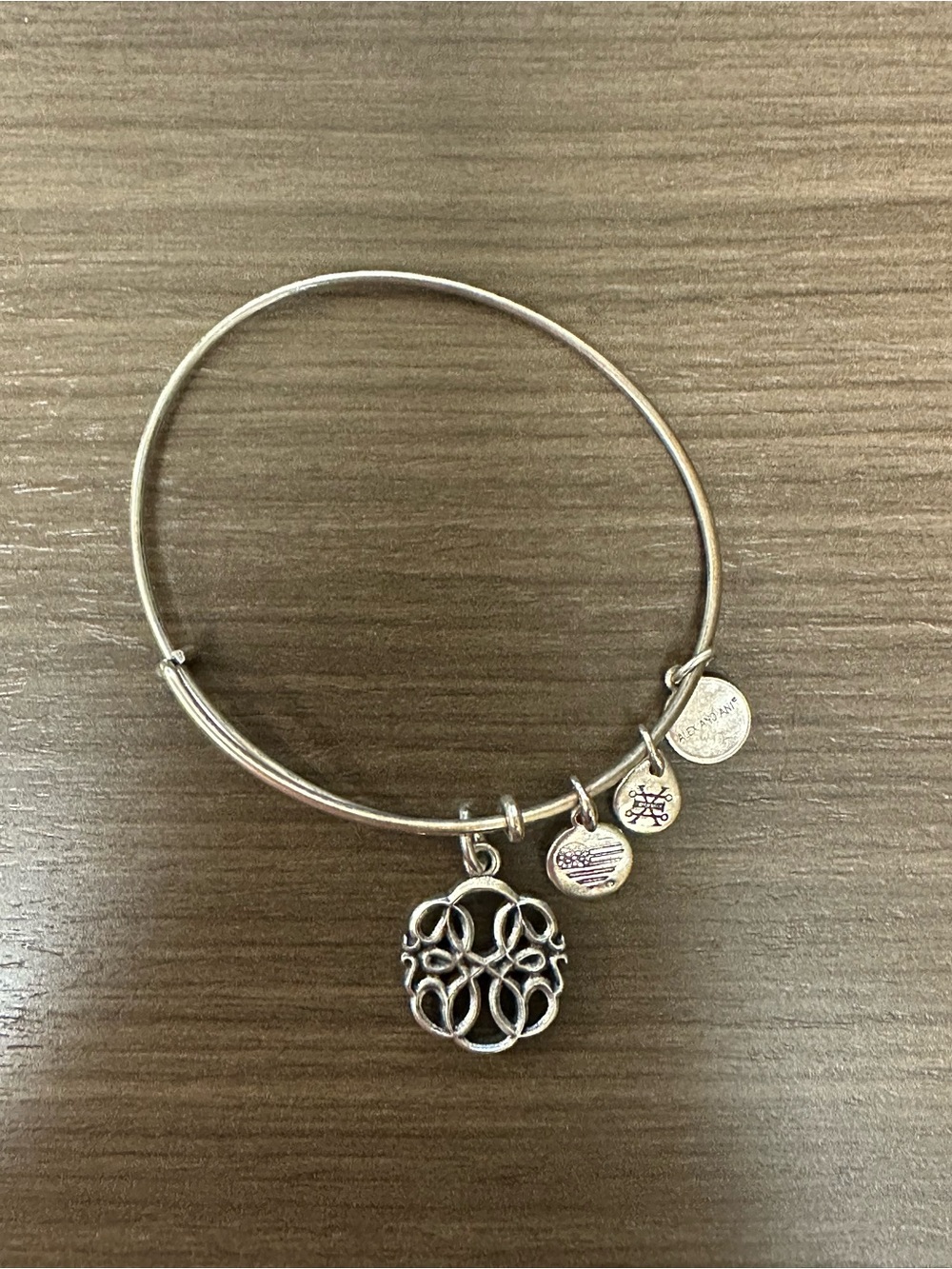 Alex and Ani Silver Filigree Charm Bangle Bracelet
